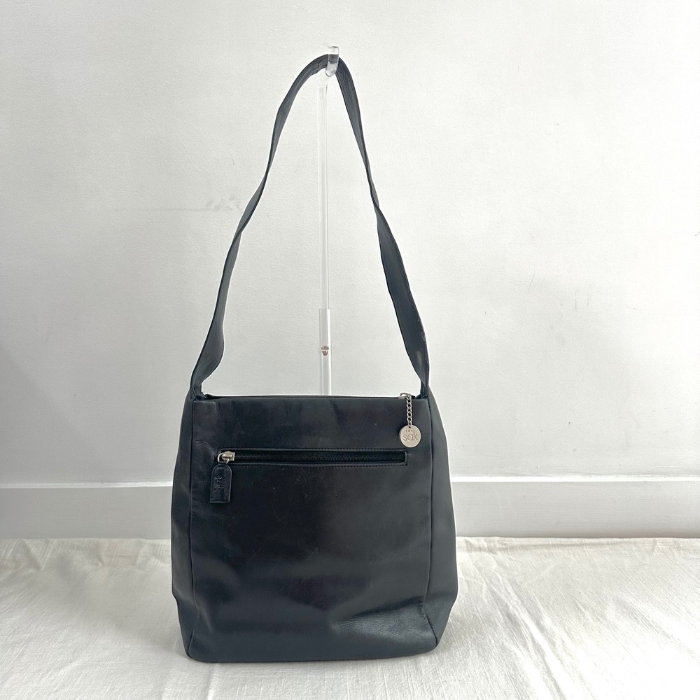 Vintage The Sak Leather Bag Early 1990s  Black  Soft Pebbled Leather Hamdbag 90s - Picture 7 of 15